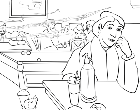 Night Cafe In Arles By Paul Gauguin Coloring Page